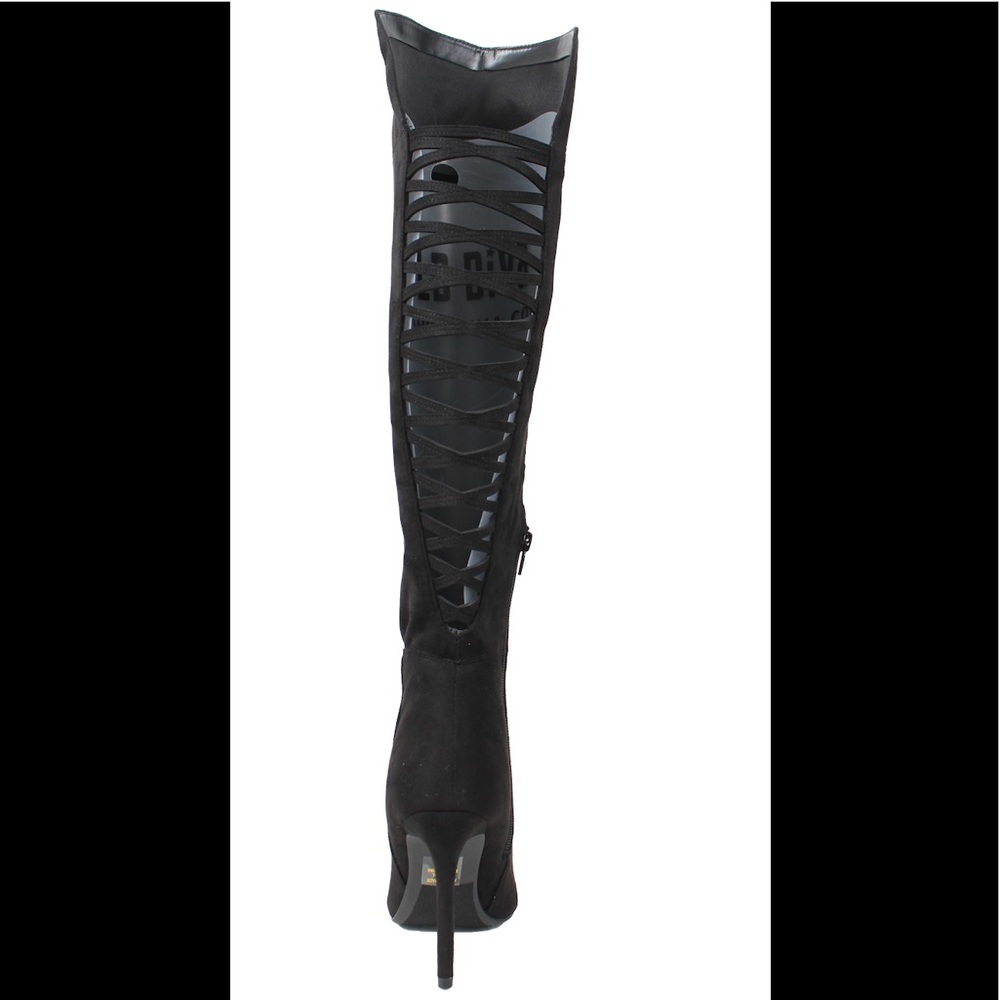 Black strappy back cage cutout knee high boot - Picture 5 of 8